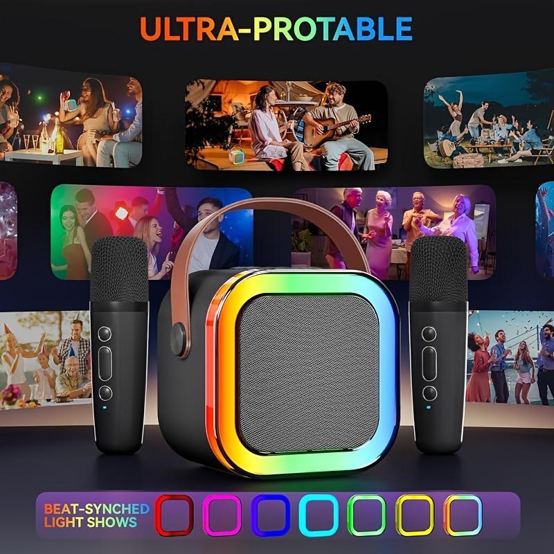 Portable Wireless Speaker with Microphone, Rechargeable LED Light Bluetooth-compatible Speaker with Microphone, Home Karaoke Machine for Home Party - 2